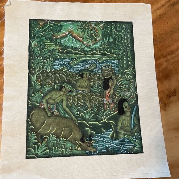 Balinese Tapestry Lot 3 Rice Field Bali Landscape Indonesian - Picture 3 of 4